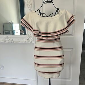 Endless Rose Cream Off-Shoulder Bodycon Dress
